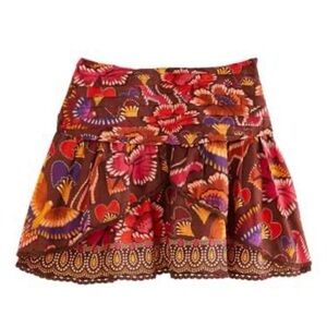 🆕Farm Rio Bright Flora Mini Skirt in Brown Size XL